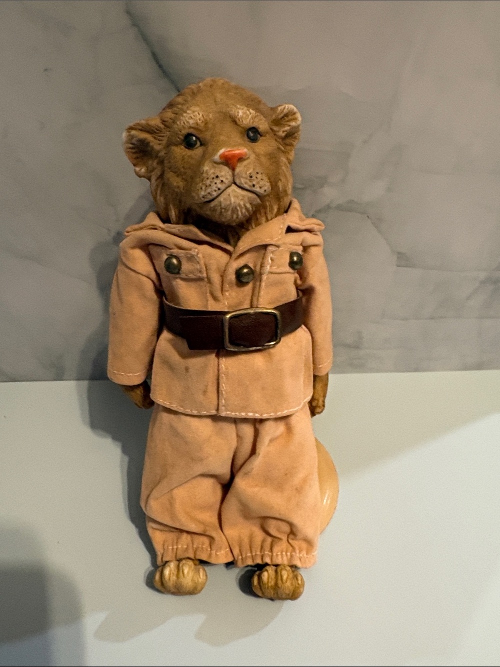 Vintage Rare Anthropomorphic Lion Figurine on Stand